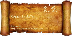 Kopp Irén névjegykártya